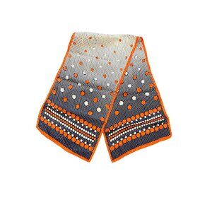Vintage Italian Silk Polka Dot Scarf Orange & Navy Retro Design